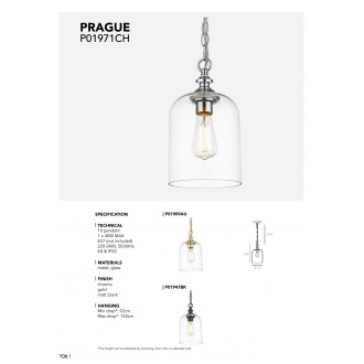 COSMOLIGHT P01909AU | Prague Cosmolight visiace svietidlo 1x E27 zlatý, priesvitné