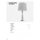 COSMOLIGHT T01332CH-WH | Charlotte-COS Cosmolight stolové svietidlo 62cm prepínač 1x E27 chróm, priesvitné, biela