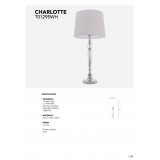 COSMOLIGHT T01295CH-WH | Charlotte-COS Cosmolight stolové svietidlo 75cm prepínač 1x E27 chróm, priesvitné, biela