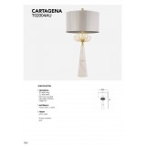 COSMOLIGHT T02004AU | Cartagena-COS Cosmolight stolové svietidlo 81cm prepínač 2x E27 biely mramor, zlatý, sivé