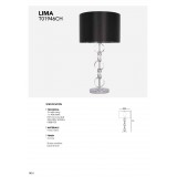 COSMOLIGHT T01946CH | Lima-COS Cosmolight stolové svietidlo 76cm prepínač 1x E27 chróm, čierna, strieborný