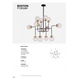 COSMOLIGHT P12826BR | Boston-COS Cosmolight luster svietidlo 12x E27 čierna, mosadz, priesvitné