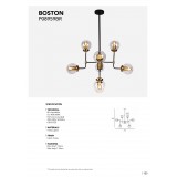 COSMOLIGHT P08959BR | Boston-COS Cosmolight luster svietidlo 8x E27 čierna, mosadz, priesvitné