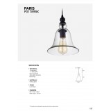 COSMOLIGHT P01789BK | Paris-COS Cosmolight visiace svietidlo 1x E27 čierna, dym