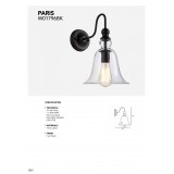 COSMOLIGHT W01796BK | Paris-COS Cosmolight rameno stenové svietidlo 1x E27 čierna, dym