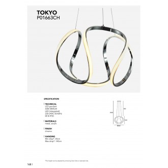 COSMOLIGHT P01663CH | Tokyo-COS Cosmolight visiace svietidlo 1x LED 2835lm 3000K chróm, opál