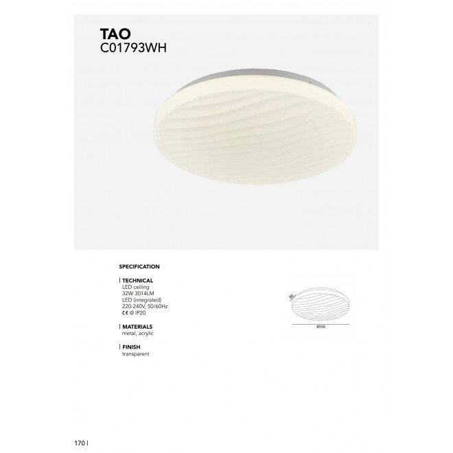 COSMOLIGHT C01793WH | Tao-COS Cosmolight stropné svietidlo kruhový diaľkový ovládač nastaviteľná farebná teplota 1x LED 3014lm 3000 <-> 6000K biela, opál, kryštálový efekt