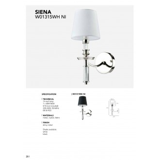 COSMOLIGHT W01315NI-WH | Siena-COS Cosmolight rameno stenové svietidlo 1x E14 nikel, priesvitné, biela