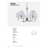 COSMOLIGHT P06346NI-WH | Dubai-COS Cosmolight luster svietidlo 6x E14 nikel, priesvitné, biela