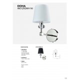 COSMOLIGHT W01292NI-BK | Doha Cosmolight rameno stenové svietidlo 1x E14 nikel, krištáľ, čierna