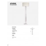 COSMOLIGHT F01451CH-WH | Athens Cosmolight stojaté svietidlo 150cm nožný vypínač 1x E27 chróm, biela