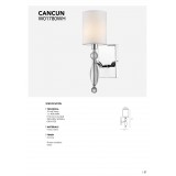COSMOLIGHT W01780CH-WH | Cancun Cosmolight rameno stenové svietidlo 1x E14 chróm, priesvitné, biela