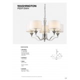 COSMOLIGHT P05915NI-WH | Washington-COS Cosmolight luster svietidlo 5x E14 nikel, biela