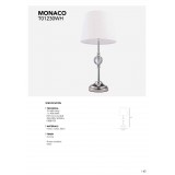 COSMOLIGHT T01230CH-WH | Monaco-COS Cosmolight stolové svietidlo 50,4cm prepínač 1x E27 chróm, priesvitné, biela