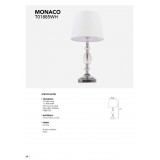 COSMOLIGHT T01885CH-WH | Monaco-COS Cosmolight stolové svietidlo 47cm prepínač 1x E27 chróm, priesvitné, biela