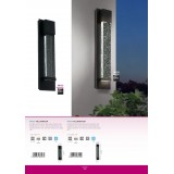EGLO 98154 | Villagrazia Eglo stenové svietidlo tehla 2x LED 680lm 3000K IP44 čierna, priesvitná, bublinový efekt
