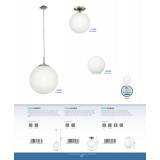 EGLO 91589 | Rondo Eglo stropné svietidlo guľa 1x E27 matný nikel, matný opál