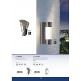 EGLO 94779 | Bosaro Eglo stenové svietidlo 2x LED 360lm 3000K IP44 zušľachtená oceľ, nehrdzavejúca oceľ
