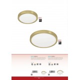 EGLO 900181 | Fueva-5 Eglo stenové, stropné LED panel kruhový 1x LED 2000lm 3000K zlaté,matné, opál