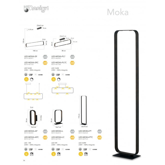 FANEUROPE LED-MOKA-PL7C | Moka-Caffe Faneurope stropné svietidlo Luce Ambiente Design regulovateľná intenzita svetla 7x LED 2450lm 3000K mokka