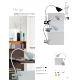 FANEUROPE LEDT-HEGEL-BLACK | Hegel Faneurope štipcové svietidlo Luce Ambiente Design prepínač flexibilné 1x LED 260lm 4000K čierna, biela, opál