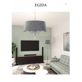 JUPITER 1608 EG G CH | Egida Jupiter stolové svietidlo 65cm prepínač 1x E27 chróm, sivé, krištáľ