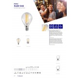 KANLUX 29625 | E27 4,5W -> 40W Kanlux malá guľa G45 LED svetelný zdroj filament 470lm 2700K 320° CRI>80