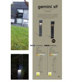LUTEC 7104002012 | Gemini-XF Lutec stojaté svietidlo tehla 65cm 1x LED 750lm 3000K IP54 matná čierna, priesvitné