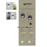 LUTEC 5189114118 | Gemini Lutec stenové svietidlo štvoruholník 1x LED 850lm 4000K IP54 tmavošedá