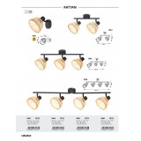RABALUX 3135 | Rattan Rabalux spot svietidlo otočné prvky 3x E14 matná čierna, natur
