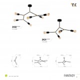 TK LIGHTING 2431 | Fantasy Tk Lighting stropné svietidlo 4x E27 čierna