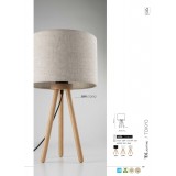 TK LIGHTING 5291 | Tokyo-TK Tk Lighting stolové svietidlo 46cm prepínač 1x E27 čierna, natur, béž