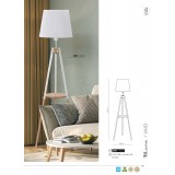 TK LIGHTING 698 | Vaio Tk Lighting stojaté svietidlo 156cm nožný vypínač 1x E27 biela, drevo