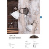 TRIO 200700128 | Traditio Trio rameno stenové svietidlo 1x E14 antická hrdza, alabaster, priesvitné